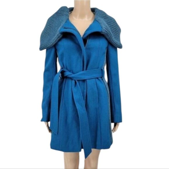 Elevenses Anthropologie Judith Turquoise Wool Blend Coat NWT Women's Size 2 - Picture 1 of 16